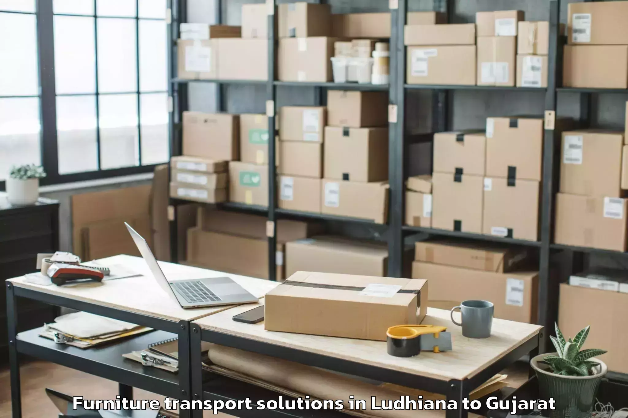 Trusted Ludhiana to Keshod Airport Ixk Furniture Transport Solutions